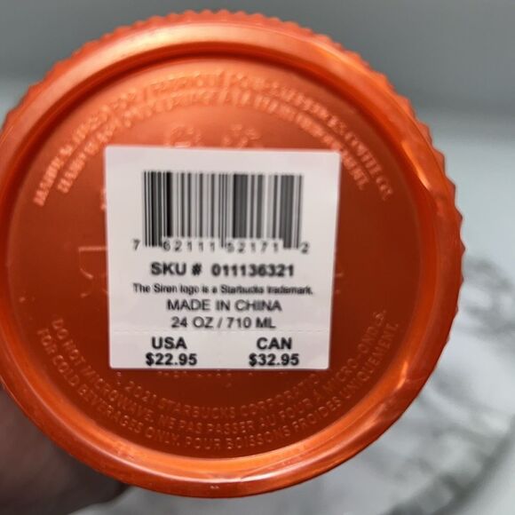 STARBUCKS Fall 2022 Pearlized Orange Studded Tumbler Cold Cup 24 oz-NEW! - Picture 5 of 7